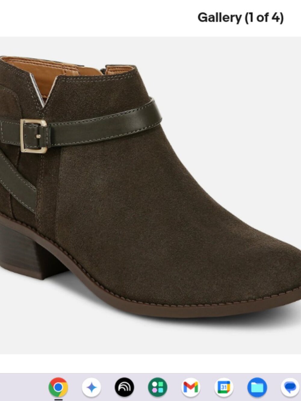 Vionic Water Repellent Leather Ankle Boots -Farrah-Dk Khaki-8.5W-NEW-A659140